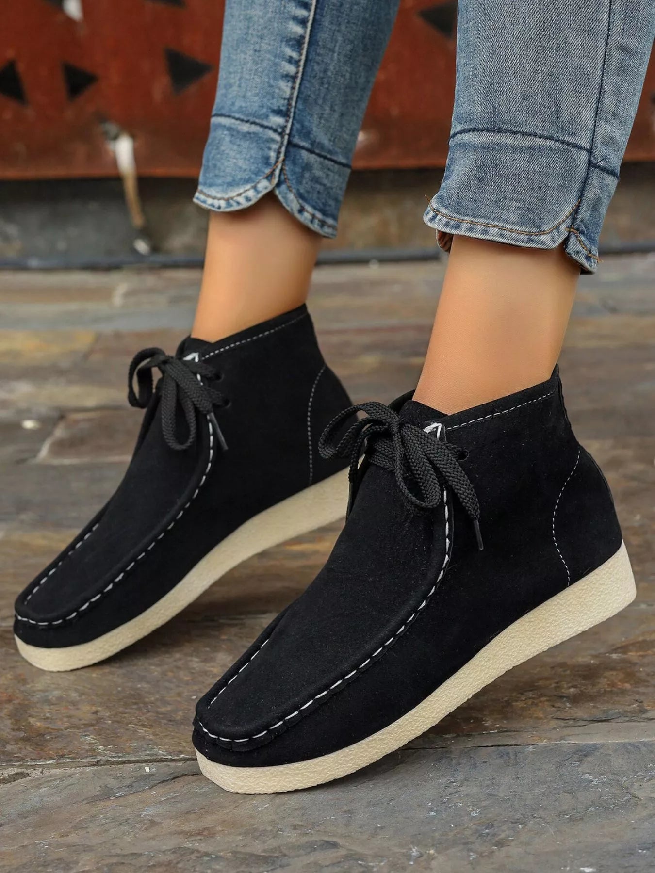 Lace Up Wedge Ankle Boots