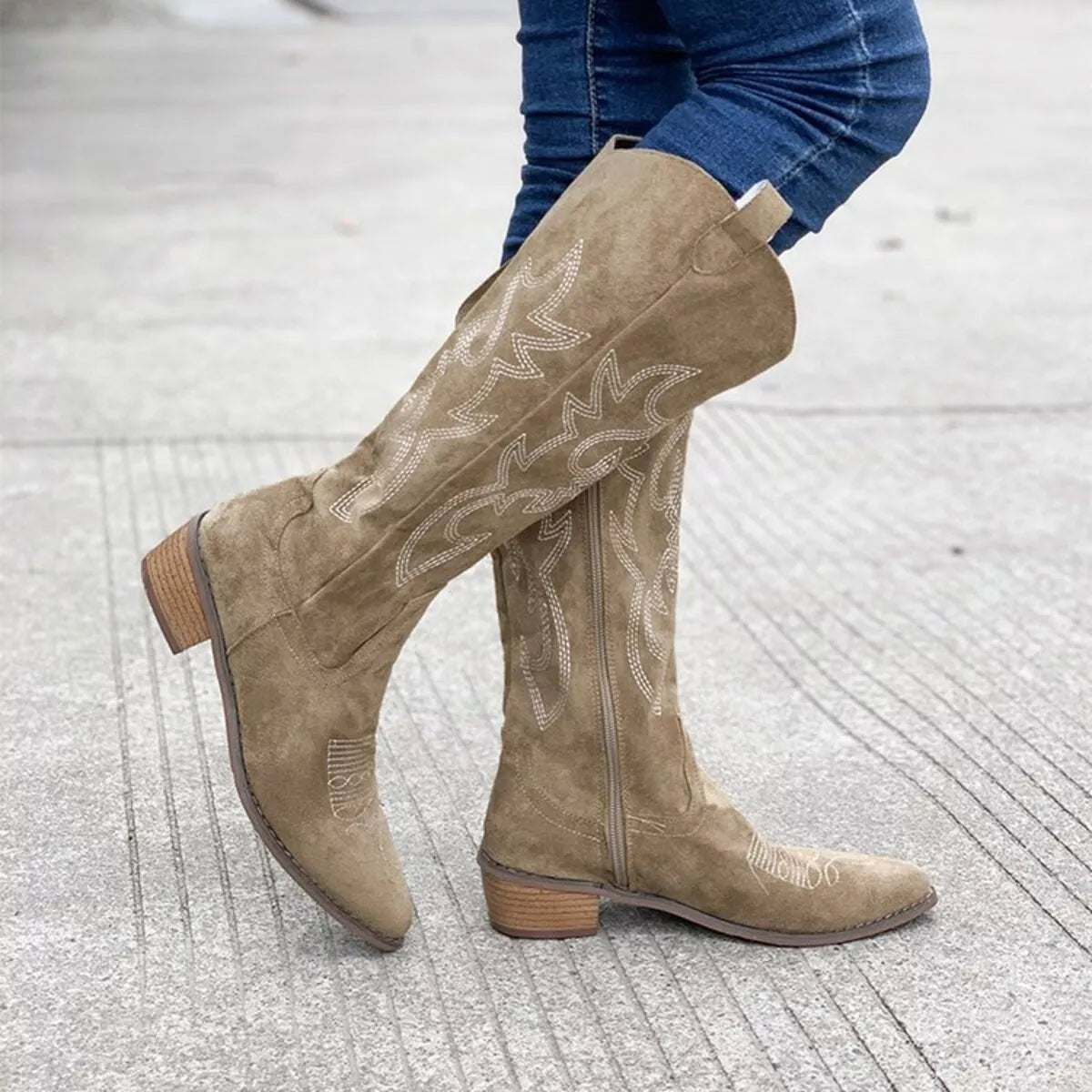 Point Toe Block Heels Boots