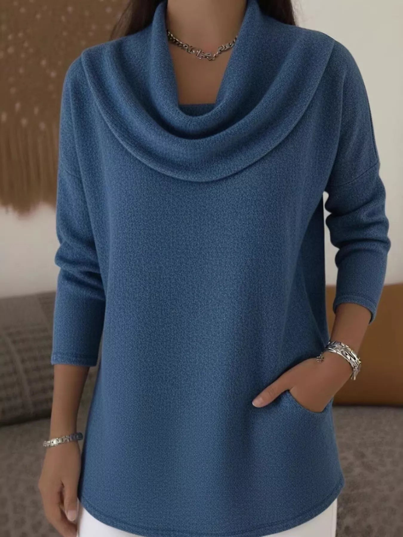 Full Size Cowl Neck Long Sleeve Top Plus Size